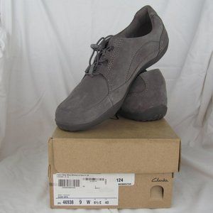 Clarks Haley Rhea Grey Suede Sneakers - Women's 9W - New with Box